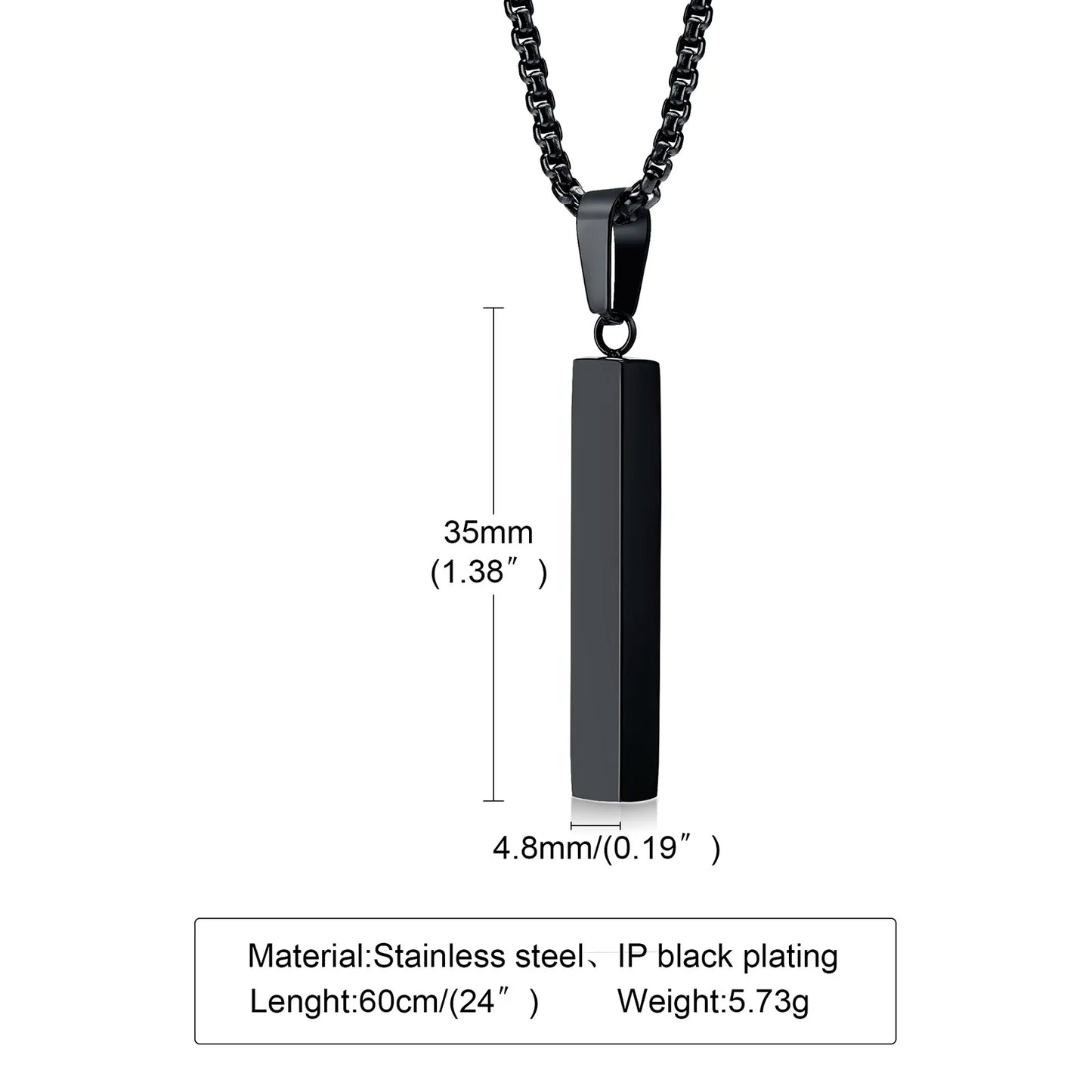 Stainless Steel Rectangle Vertical Bar Pendant Simple Casual Gift