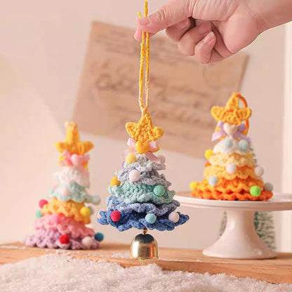 Knitted Christmas Tree with Jingle Bell Plush Christmas Hanging Pendant