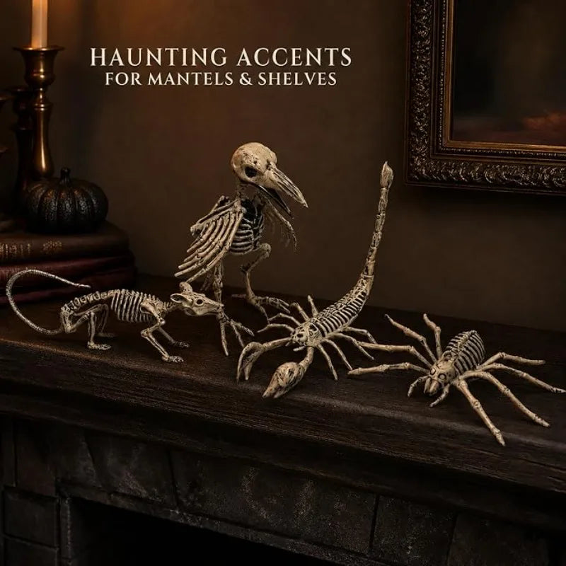Halloween Animal Skeletons Plastic Skeleton Crow Mat Decorations