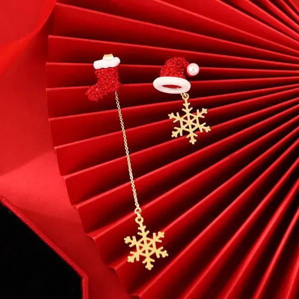 Merry Christmas Velvet Elk Bowknot Dangle Earrings For Women Red Hair Ball
