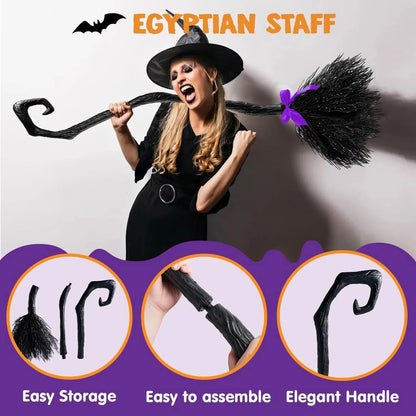 Halloween Witch Broom Decorations Magic Plastic Scary Prop