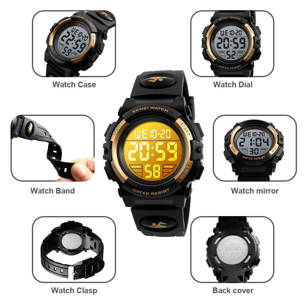 SKMEI 1266  Boys Girls Watch Alarm Clock 5Bar Waterproof Kids Wristwatches