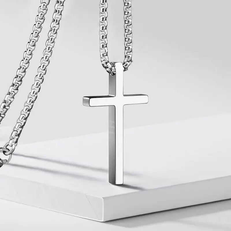Silver Plain Cross Pendant Collar Hiphop Punk Jewelry Gift