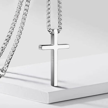 Silver Plain Cross Pendant Collar Hiphop Punk Jewelry Gift