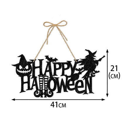 Halloween Paper Hanging Sign Spooky Pumpkin Witch Ghost Front Door Hanger