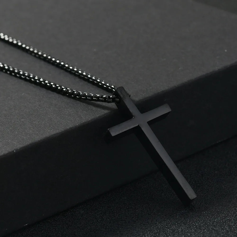 Silver Plain Cross Pendant Collar Hiphop Punk Jewelry Gift