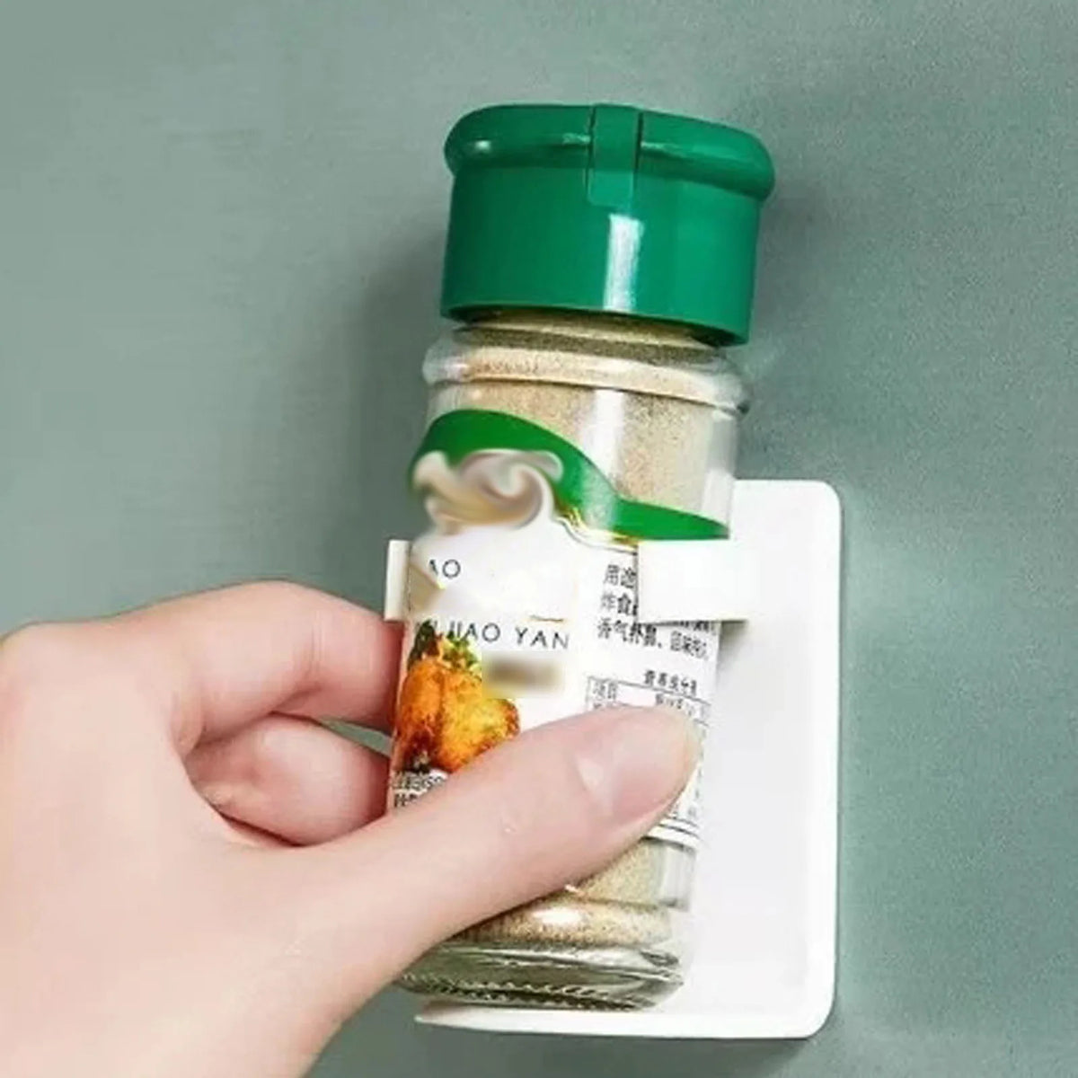 Wall Mounted Spice Bottle Storage Rack Kitchen Seasoning Holder Adhesive Plastic Clip Cabinet Door Spice Jar/Cosmetic Dispenser