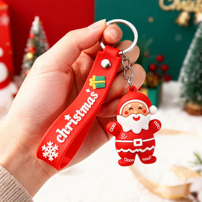 Christmas Tree Keychain Cartoon Silicone Snowman Keyring
