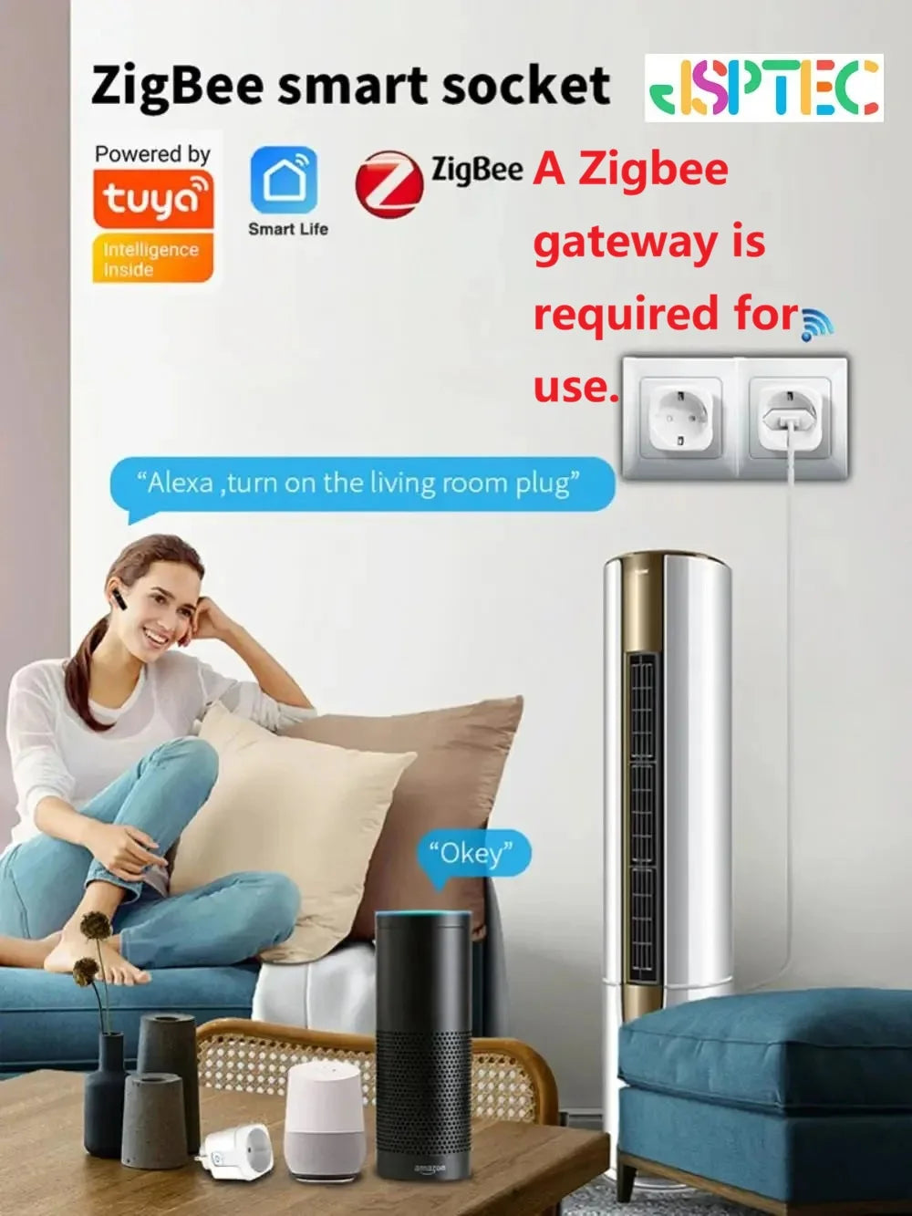Smart Socket With Power Monitoring Timing Function Voice Control