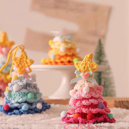 Knitted Christmas Tree with Jingle Bell Plush Christmas Hanging Pendant
