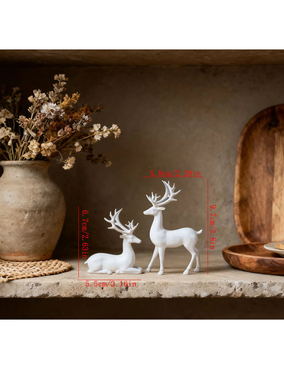 2-Piece Gold-Plated Reindeer Ornament Set, Standing and Lying desktop Ornaments