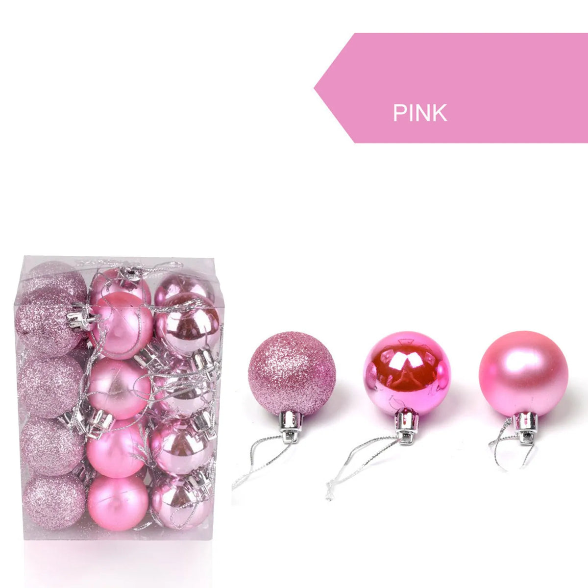 24pcs 3cm Glitter Christmas Ball Ornament Hanging Bauble Ball