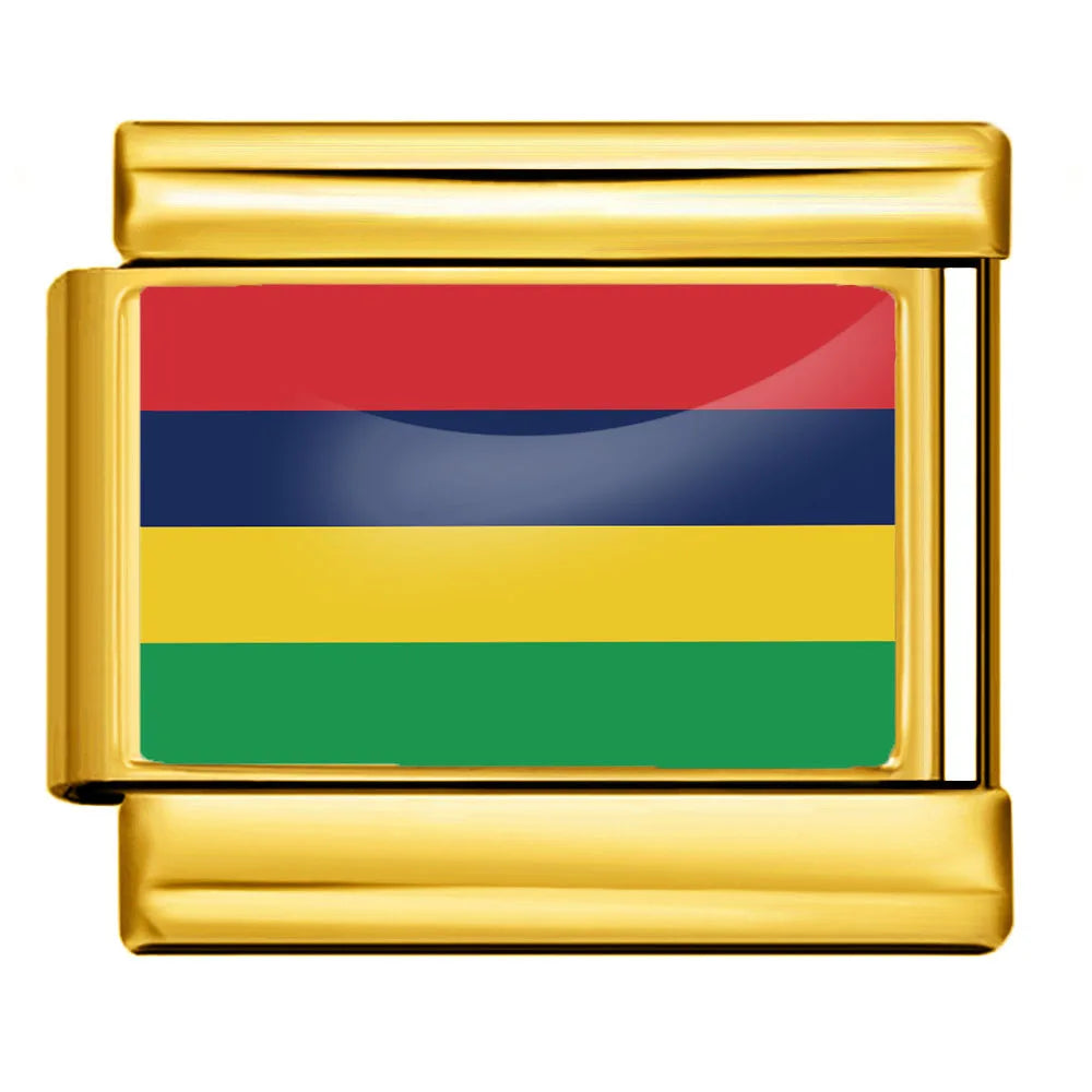 9mm Gold Color World National Flag DIY Jewelry