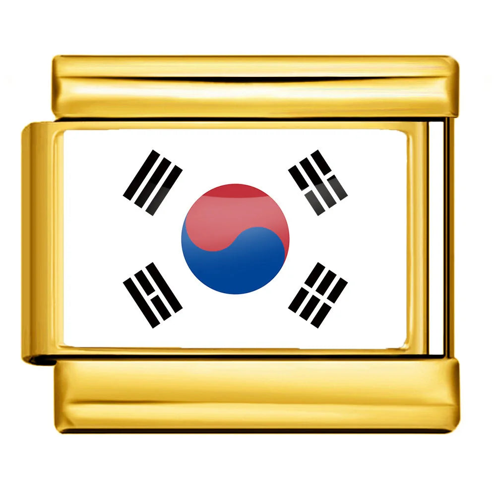 9mm Gold Color World National Flag DIY Jewelry