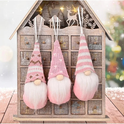 3pcs Christmas Hanging Decorations, Swedish Handmade Plush Santa Elves