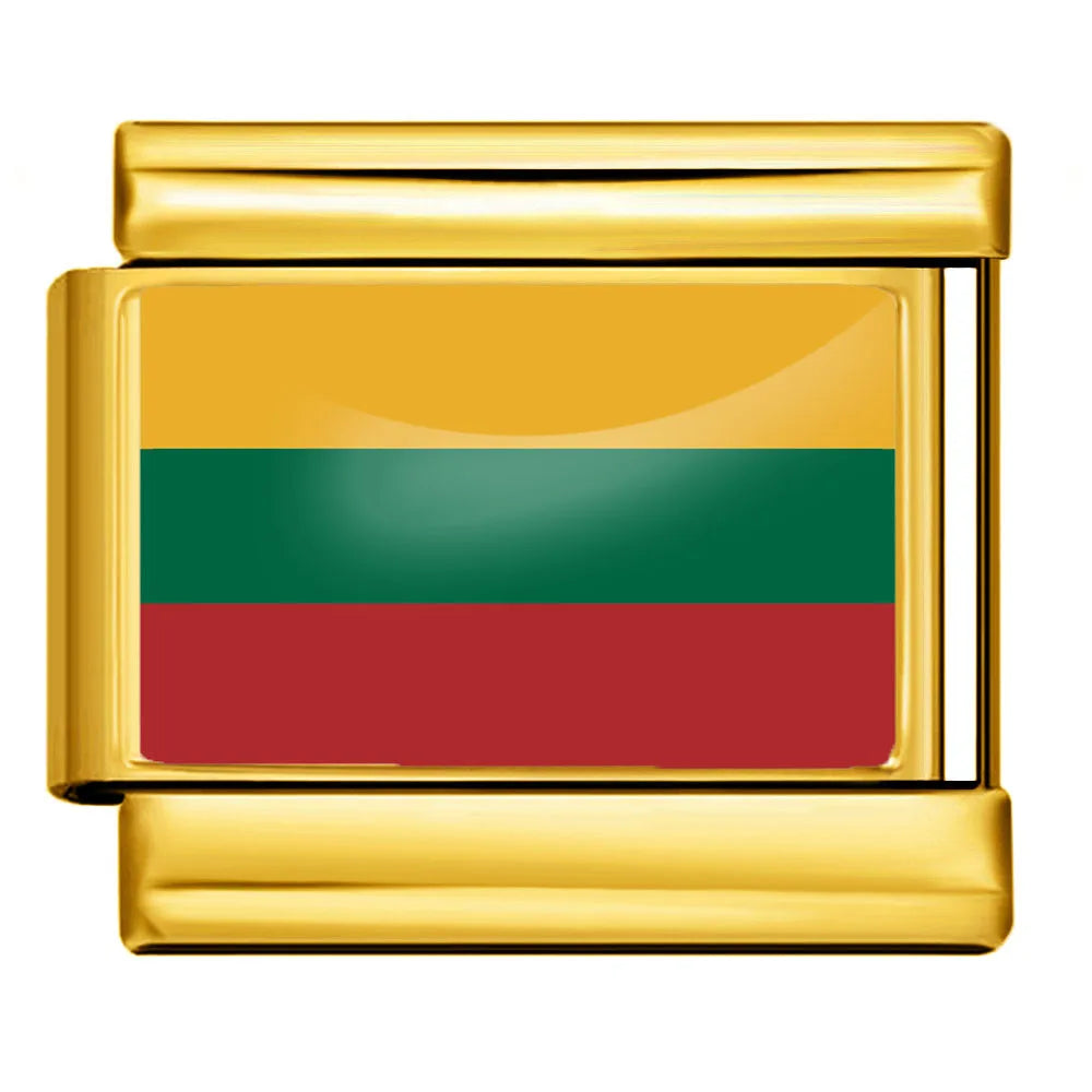 9mm Gold Color World National Flag DIY Jewelry