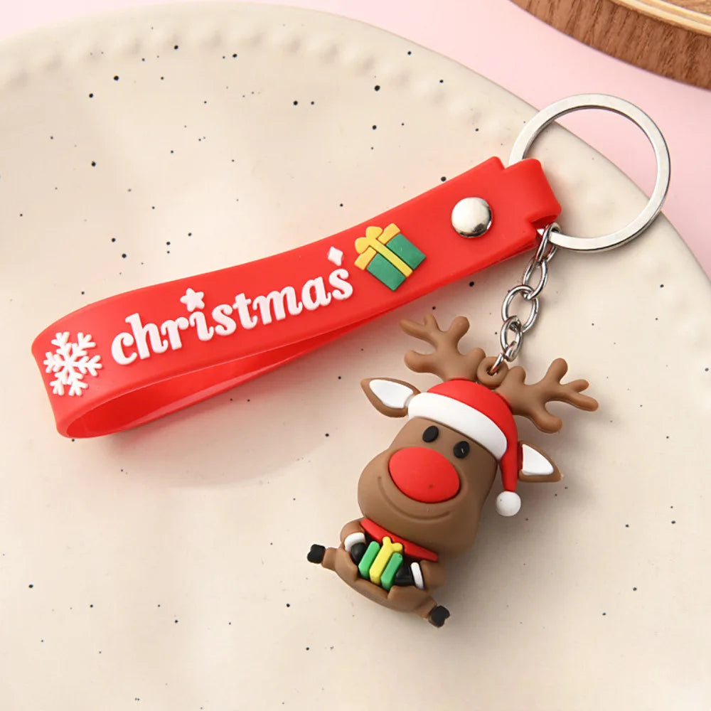 Christmas Tree Keychain Cartoon Silicone Snowman Keyring