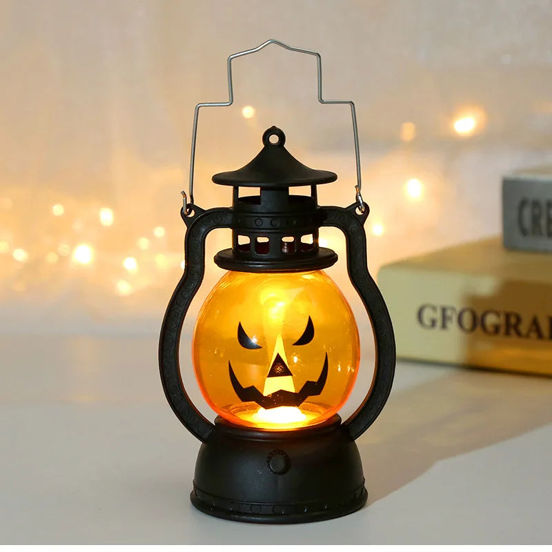 Halloween LED Hanging Pumpkin Lantern Light Ghost Lamp Candle Light Horror Props