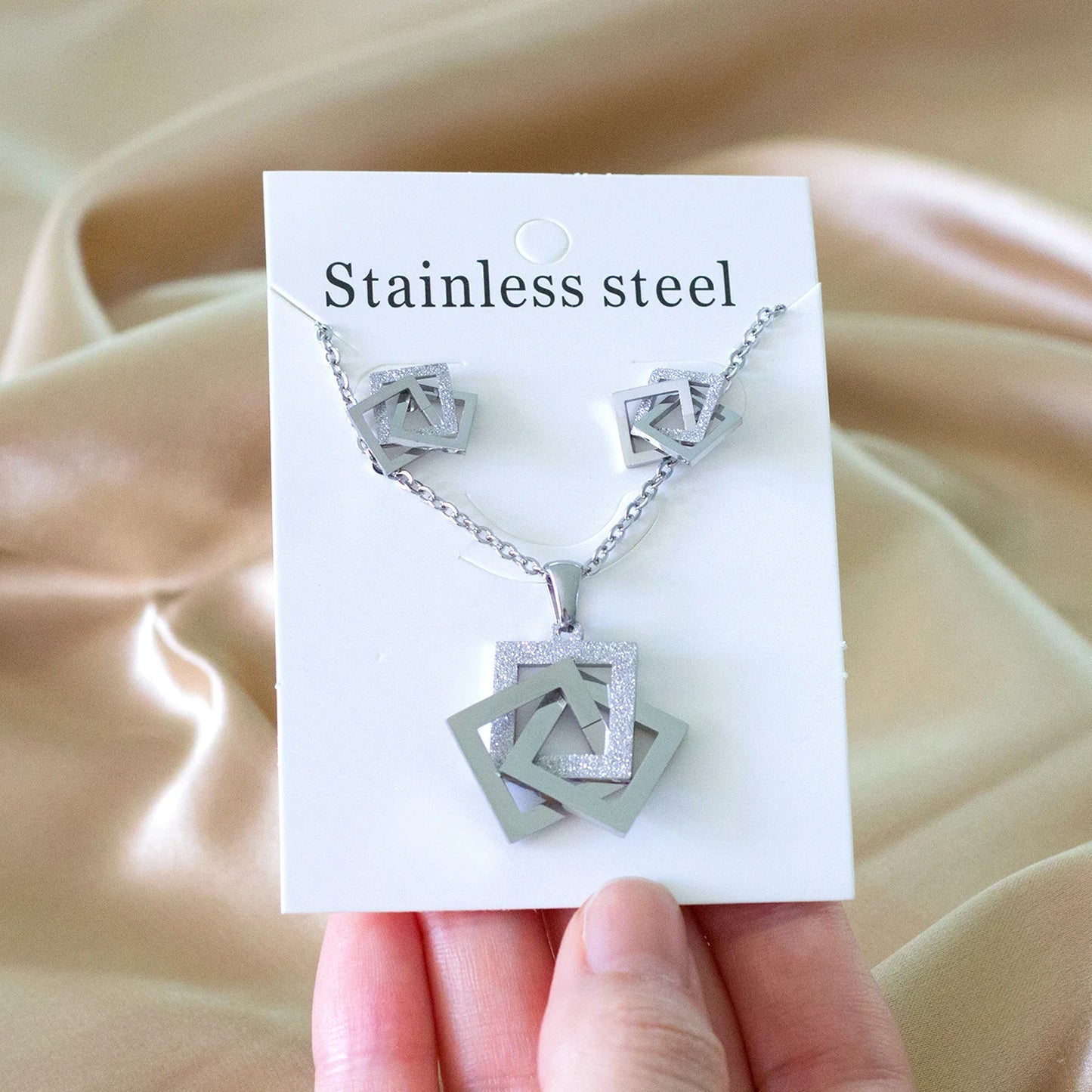 Stainless Steel Necklace & Earrings Fashion Accessories for Women Wedding Party