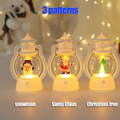Portable LED Christmas Santa Claus Snowman Lanterns Indoor Decor Lights