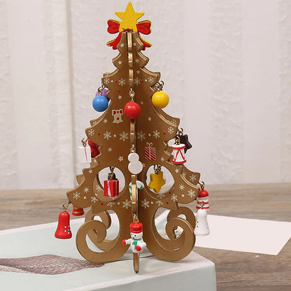 Creative DIY Wooden Christmas Tree Window Shop Mall Desktop Display Props Ornaments