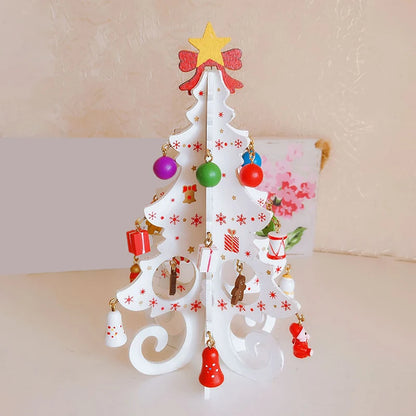 Creative DIY Wooden Christmas Tree Window Shop Mall Desktop Display Props Ornaments