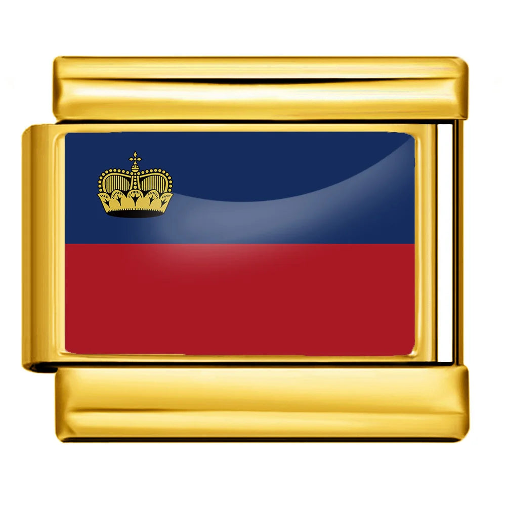 9mm Gold Color World National Flag DIY Jewelry