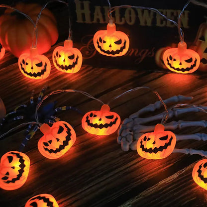 Halloween Decoration LED String Lights,Pumpkin Ghost Spider Web Hanging Lamp