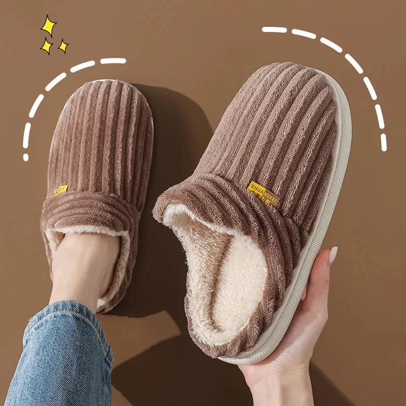 Evshine Winter Soft Sole Fur Slippers for Women & Men