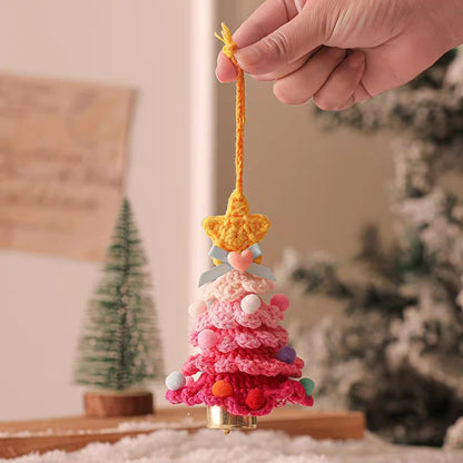 Knitted Christmas Tree with Jingle Bell Plush Christmas Hanging Pendant