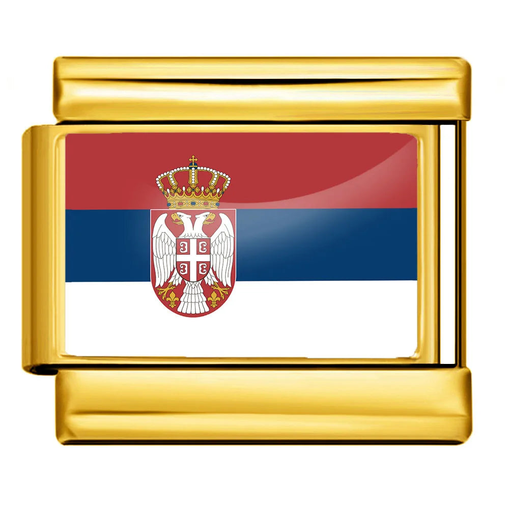 9mm Gold Color World National Flag DIY Jewelry