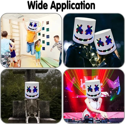 Halloween Light Up Mask Full Face LED Neon Marshmallow Mask