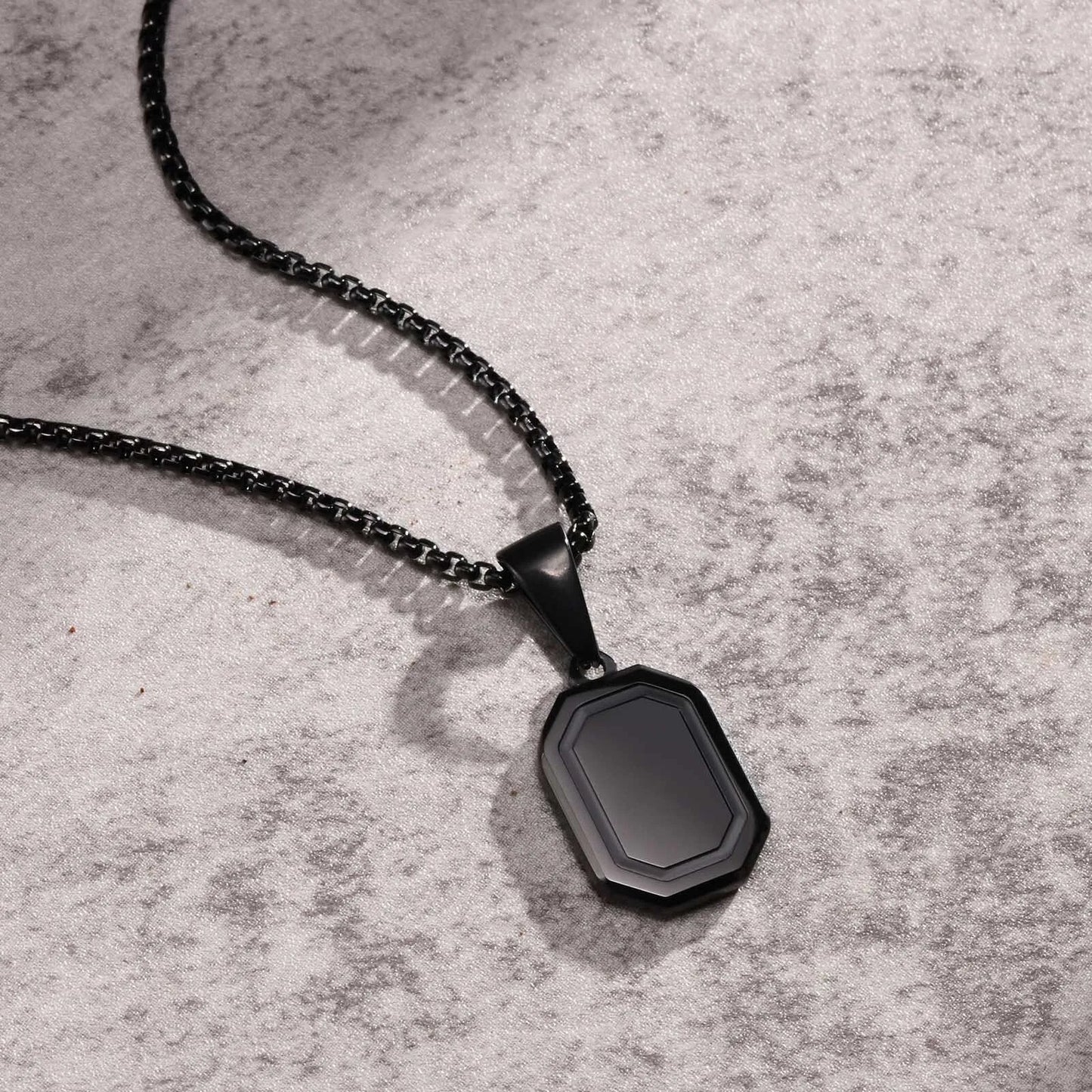 Black Silver Stainless Steel Military Dogtags with Box Chain Gift