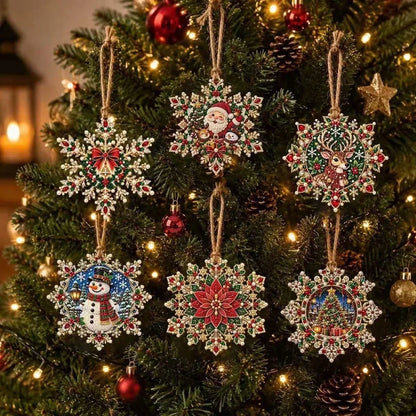 6PCS Pearl Diamond Art Kit for Christmas Hanging Ornaments DIY Adult Crafts Tree Decorations