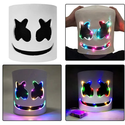 Halloween Light Up Mask Full Face LED Neon Marshmallow Mask