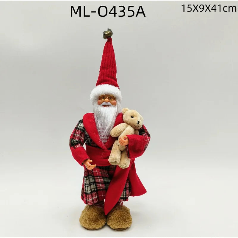 Standing Christmas Doll Figurine, Xmas Window Display Ornament, Holiday Home Decoration & Gift Supplies