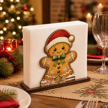 Santa Claus Wooden Napkin Holder Christmas Table Decor Desktop Tissue Storage Rack