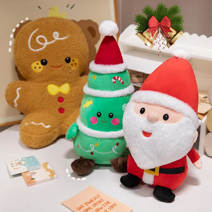 Cute Santa Claus & Elk Snowman Gingerbread Man Plush Toys Stuffed Animal Doll