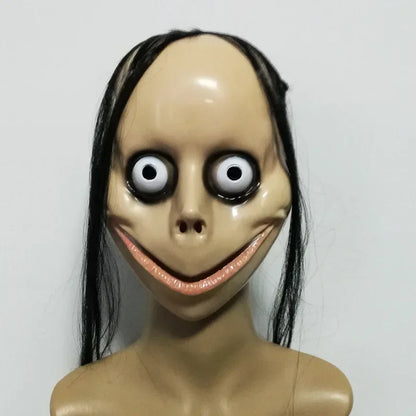 Halloween Horror with Long Hair Cosplay Female Ghost Mask