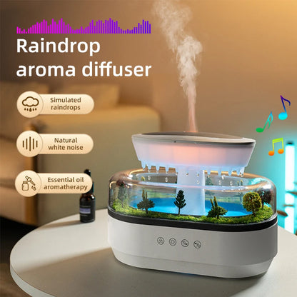 Aroma Humidifier Raindrop Air Humidifier Colorful Light White Noise Essemtial Oil Diffuser