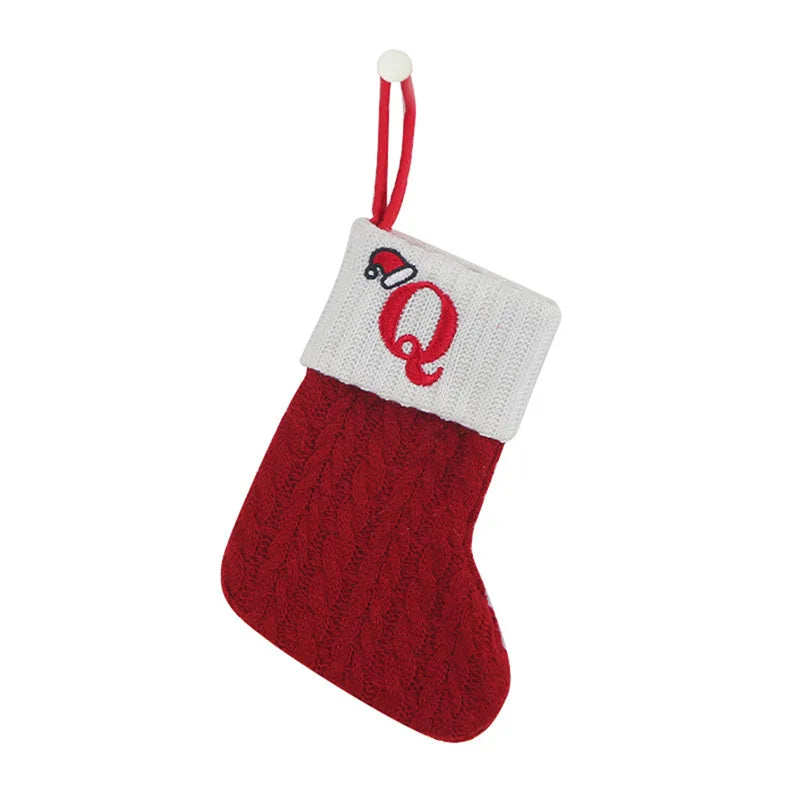Christmas Socks Knitting Snowflake Letter Stocking Christmas Decoration