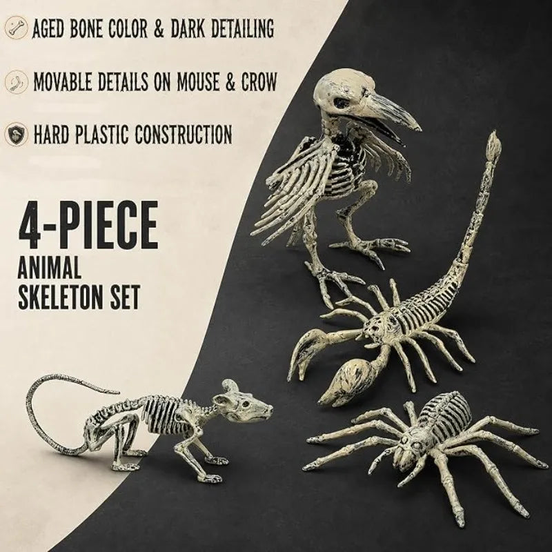 Halloween Animal Skeletons Plastic Skeleton Crow Mat Decorations