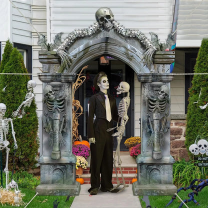 Halloween Skeleton Party Decorations Scary Tombstones Door Banner Creepy Bats Photo Booth