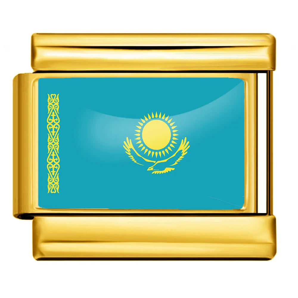 9mm Gold Color World National Flag DIY Jewelry