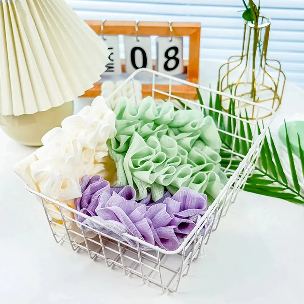 2-In-1 Bath Ball Towel Loofah With Drawstring Closure For Soap