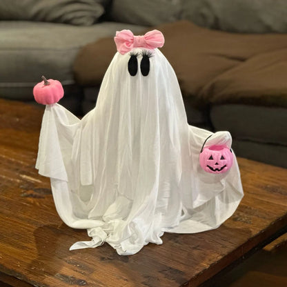 Halloween Ghost Holding Pink Pumpkin Halloween Decorations Indoor Spooky Ghost