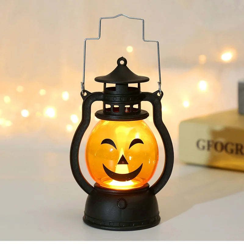 Halloween LED Hanging Pumpkin Lantern Light Ghost Lamp Candle Light Horror Props