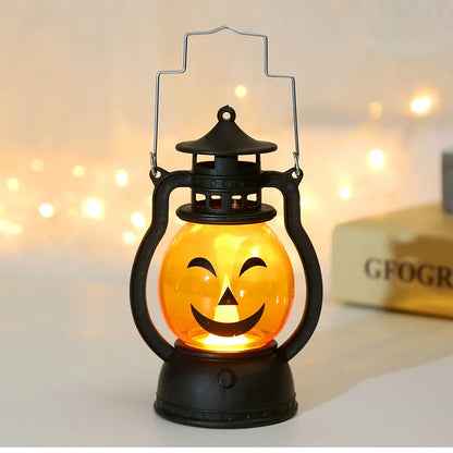 Halloween LED Hanging Pumpkin Lantern Light Ghost Lamp Candle Light Horror Props
