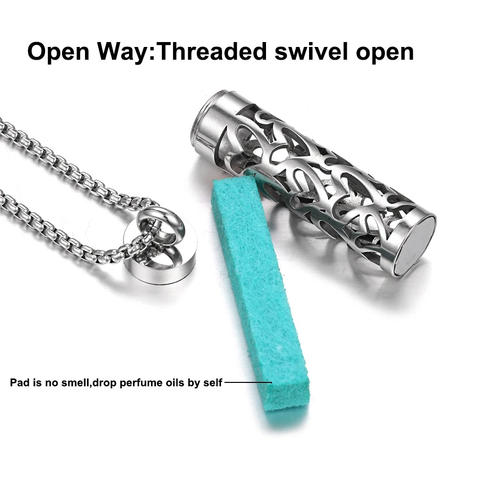 Stainless Steel Open Locket Aroma Scent Perfume Necklace