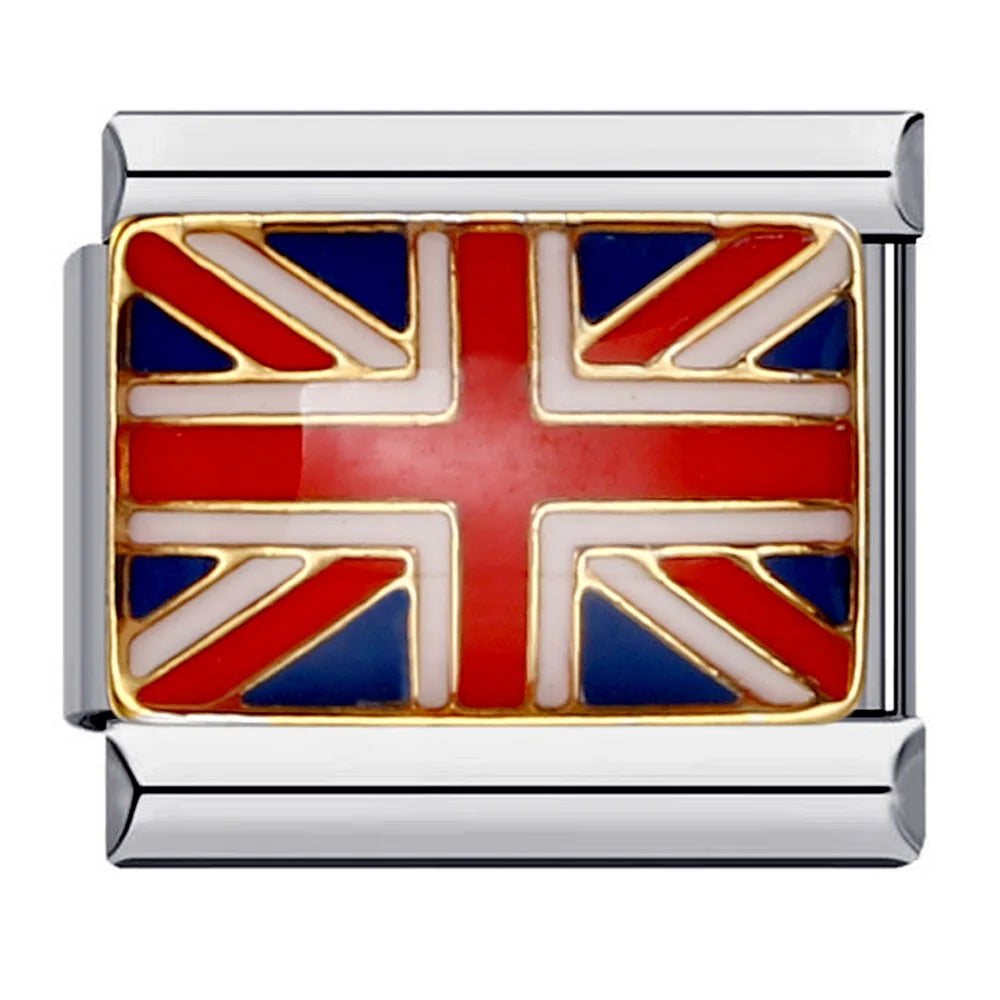 9mm Gold Color World National Flag DIY Jewelry